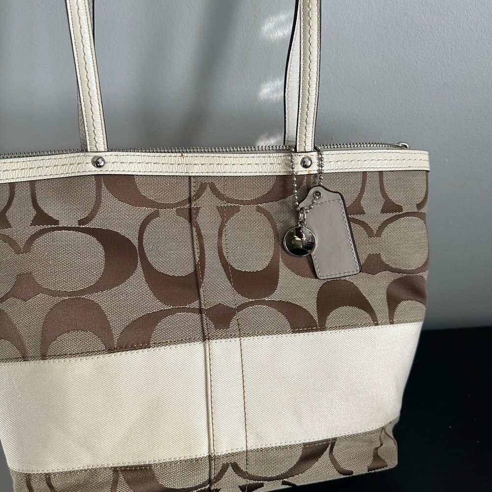Beautiful brown and cream Coach bag.